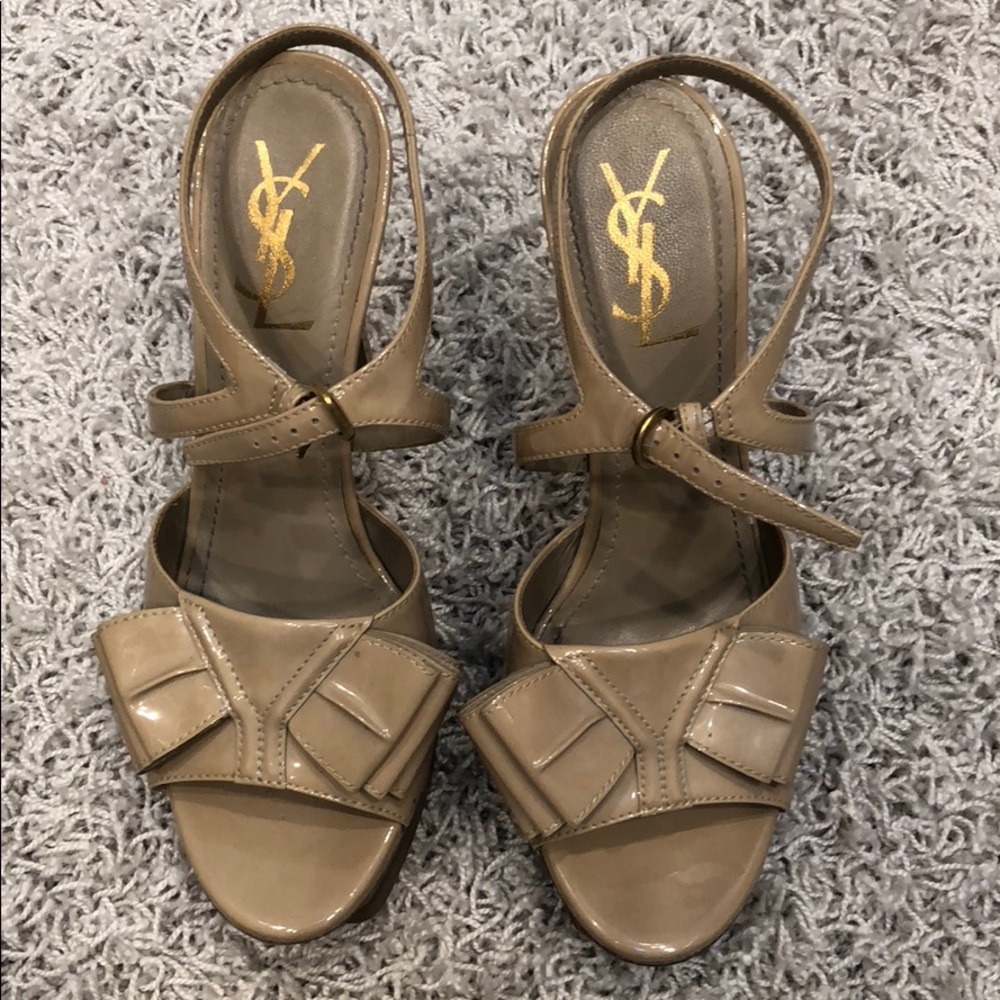 YSL yves Saint Laurent bow heels nude 39
